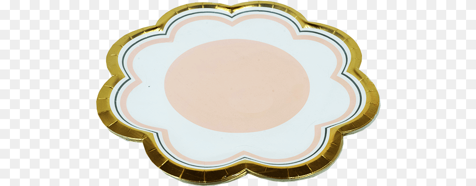 White With Gold Trim Paper Plates Circle, Face, Head, Person, Cosmetics Png Image