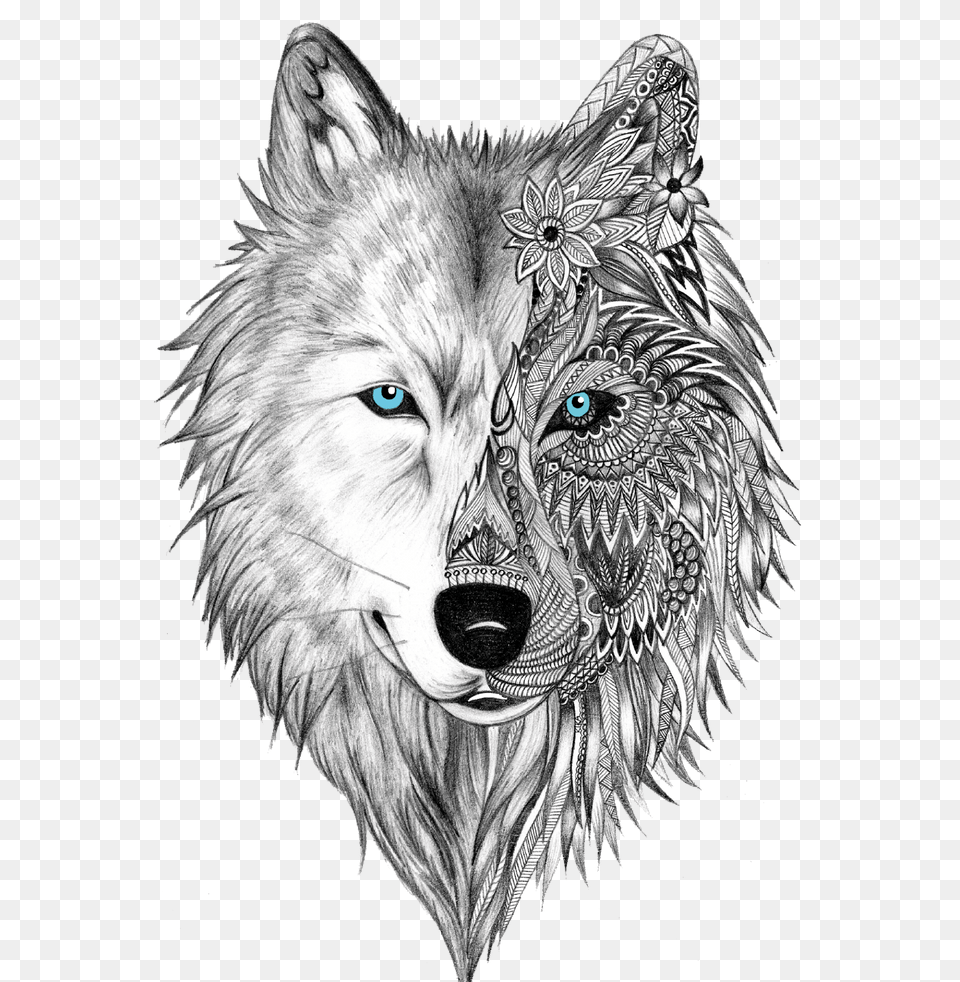 White Wolf Sticker By Whitewolfdesigns86 White Background Wolf Spirit Animal Drawing, Art, Mammal, Person Png