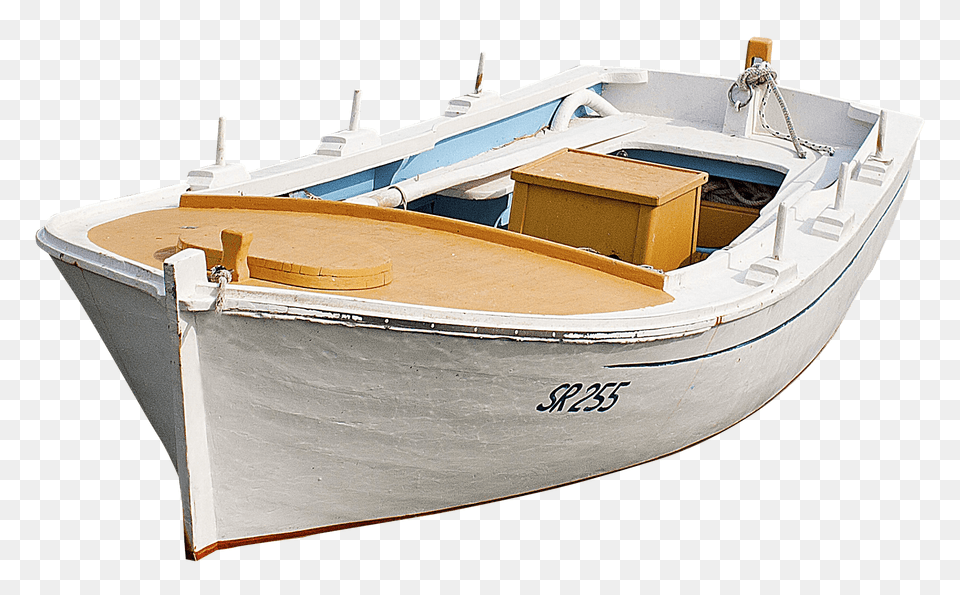White Wooden Boat, Dinghy, Transportation, Vehicle, Watercraft Png Image