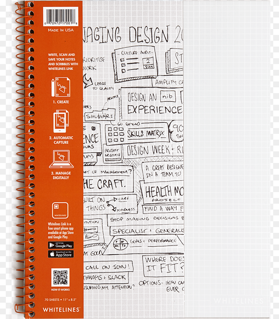 Whitelines Graph Notebook, Page, Text, Qr Code, Paper Free Transparent Png
