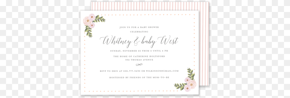 Whitney Watercolor Shower Invitation Calligraphy, Envelope, Greeting Card, Mail, Text Free Png Download