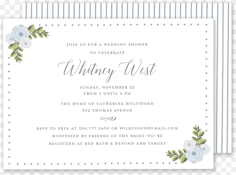 Whitney Watercolor Shower Invitation Paper, Text, White Board Free Png Download