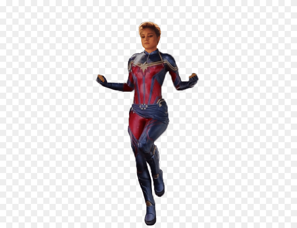 Who Are The Top Ten Most Powerful Captain Marvel Endgame Short Hair, Clothing, Costume, Person, Performer Free Png