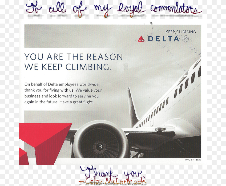 Who Doesn39t Love A Handwritten Thank You Card For All Delta Wing, Advertisement, Poster, Aircraft, Airliner Free Transparent Png