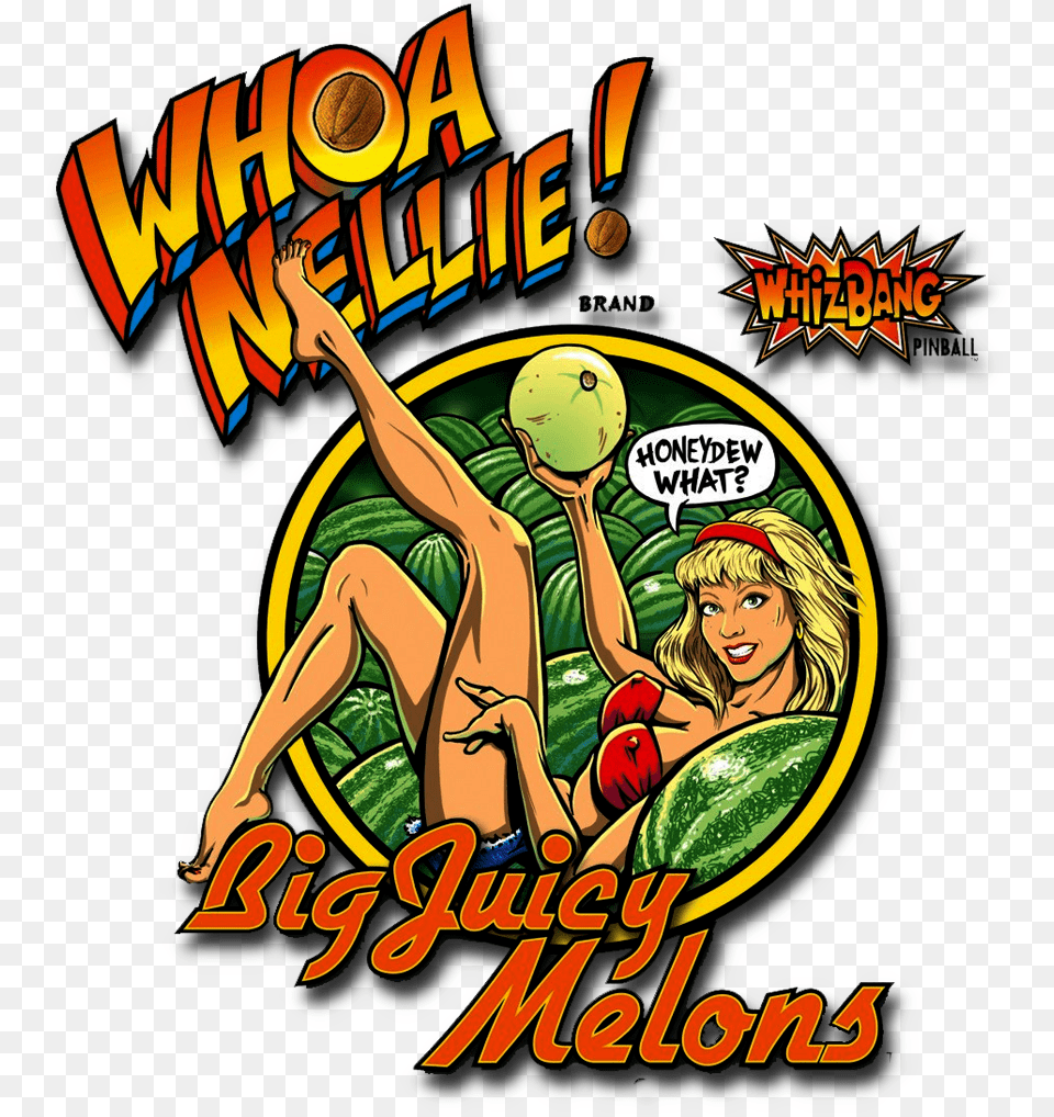 Whoa Nellie Big Juicy Melons Pinball, Book, Comics, Publication, Face Png