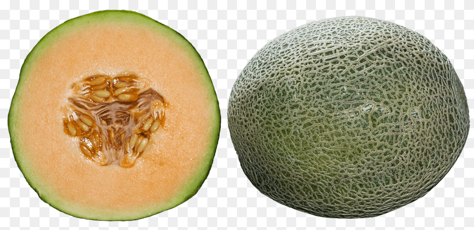 Whole And Half Cantaloupe Food, Fruit, Plant, Produce Png Image