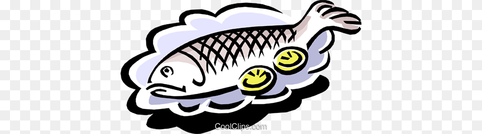 Whole Baked Fish With Lemon Slices Royalty Free Vector Clip Art, Animal, Baby, Person, Sea Life Png