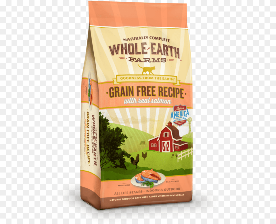 Whole Earth Farms Grain Real Salmon Recipe Dry Whole Earth Farms Cat Food Salmon, Advertisement, Can, Tin, Cricket Free Png Download