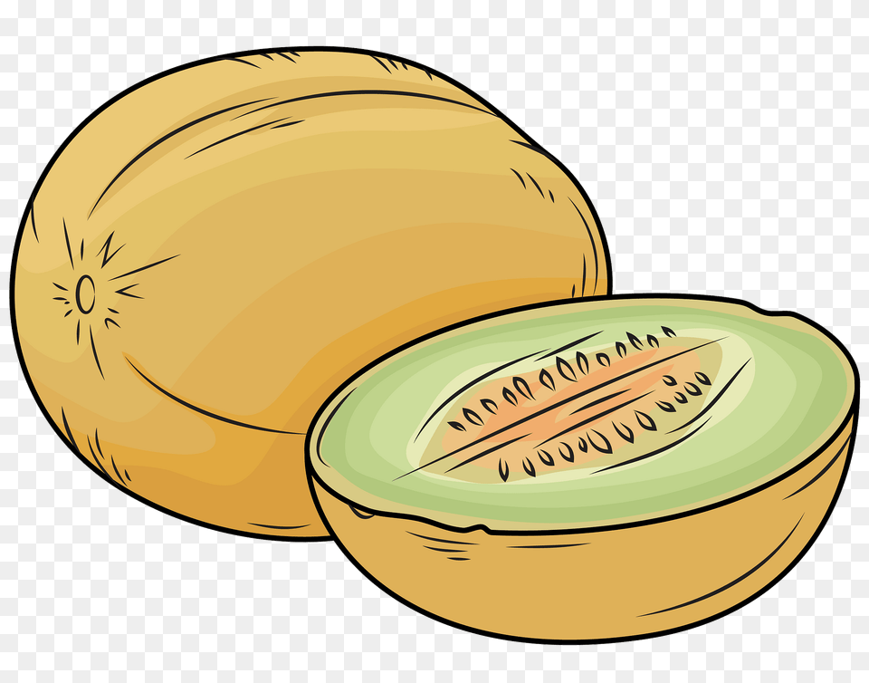Whole Melon And A Half Clipart, Food, Fruit, Plant, Produce Png Image