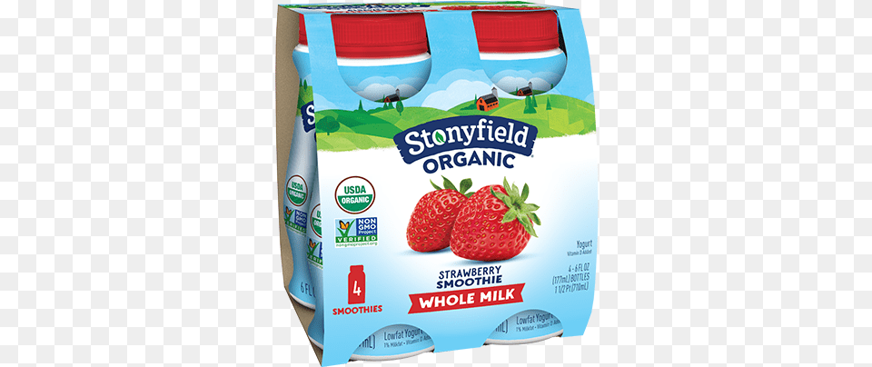 Whole Milk Strawberry Smoothie Stonyfield Farm Inc, Berry, Food, Fruit, Plant Png Image