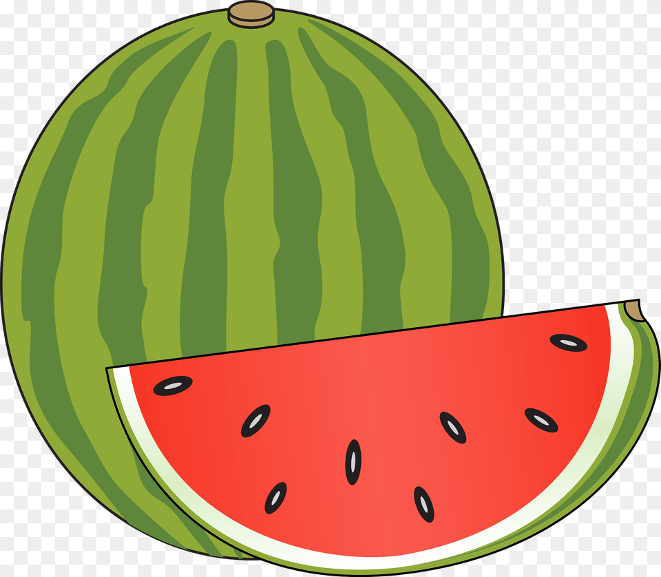 Whole Watermelon And Cut Wedge Clipart, Food, Fruit, Plant, Produce Png
