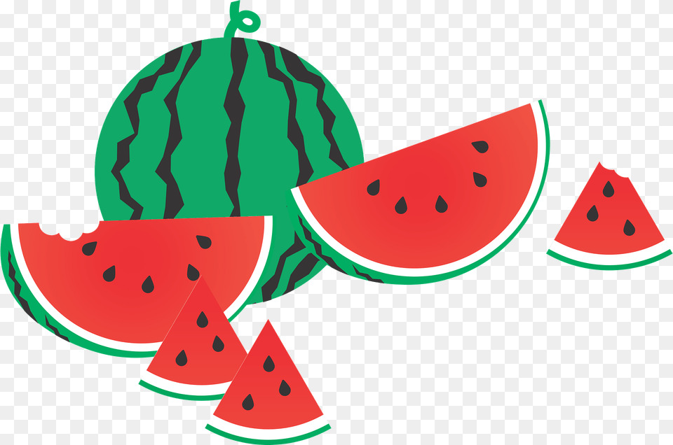 Whole Watermelon And Cut Wedges Clipart, Food, Fruit, Melon, Plant Free Transparent Png