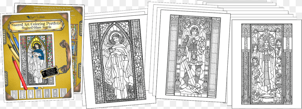 Wholesale Angels In Stained Glass Coloring Portfolio Catholic Wholesale Stained Glass Portfolio, Book, Comics, Publication, Person Free Transparent Png