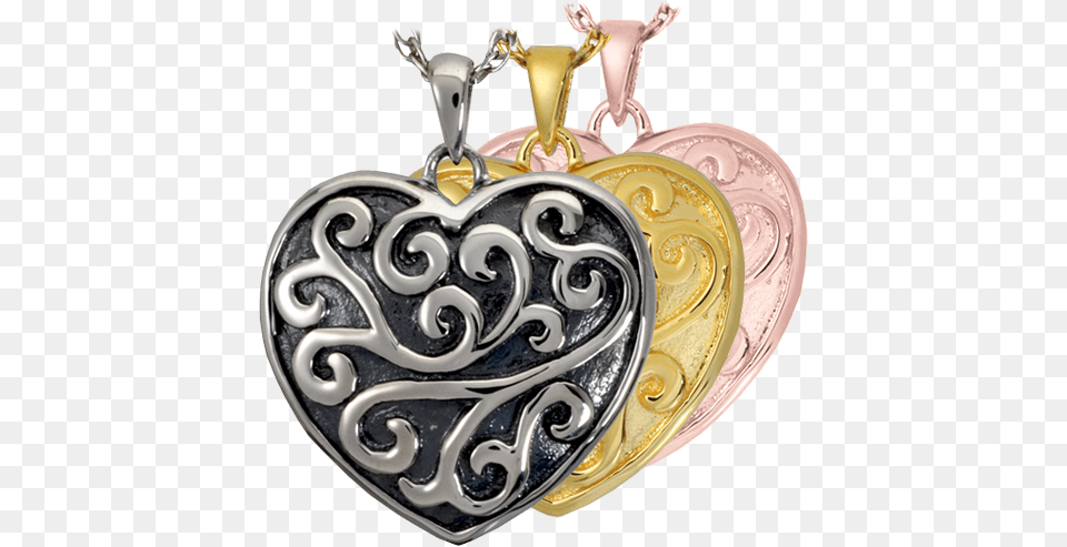 Wholesale Cremation Jewelry Scrollwork Filigree Heart Locket, Accessories, Pendant Free Png