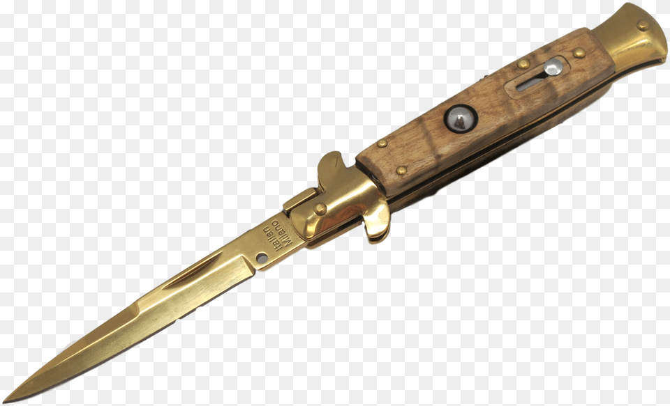 Wholesale Gold Stiletto Switchblade Knife With Natural Switchblade, Blade, Dagger, Weapon Free Png