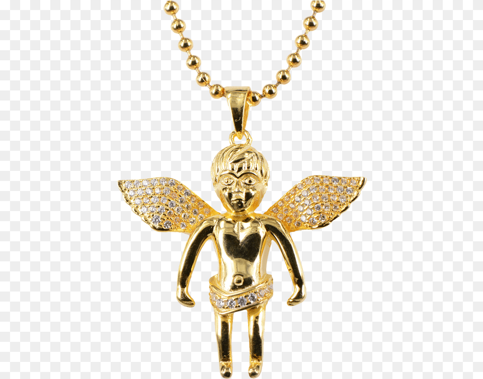 Wholesale High Quality Jewelry Angle Wings Girl Pendant Necklace, Accessories, Gold, Treasure Png Image