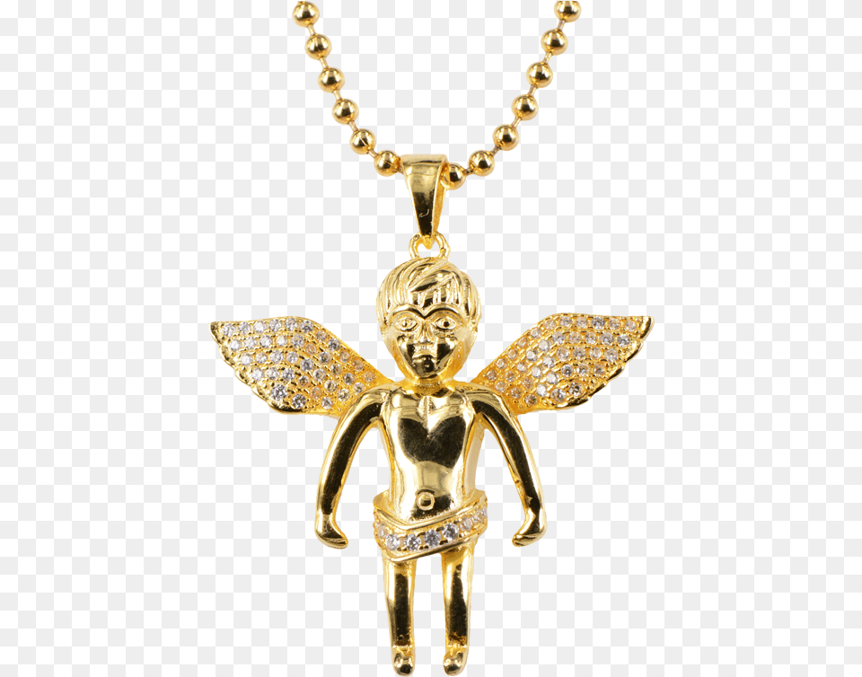 Wholesale High Quality Jewelry Angle Wings Girl Pendant Pixel Art Jeux Videos, Accessories, Necklace, Gold, Treasure Png Image