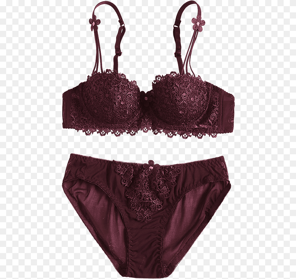 Wholesale Lace Overlay Underwire Bra And Mesh Panties Lingerie Top, Clothing, Underwear, Accessories, Bag Free Png Download
