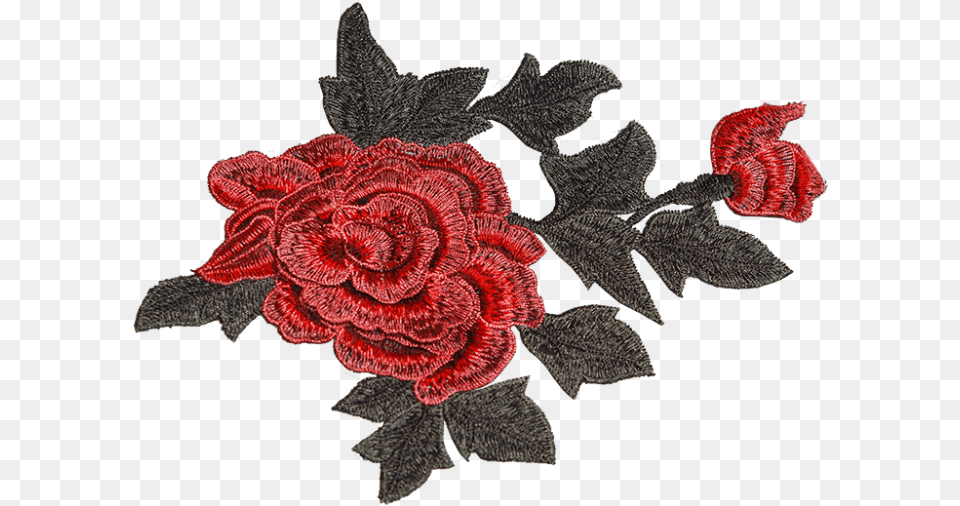 Wholesale Red Rose Flower Embroidered Patch For Light Garden Roses, Pattern, Plant, Leaf, Accessories Png Image