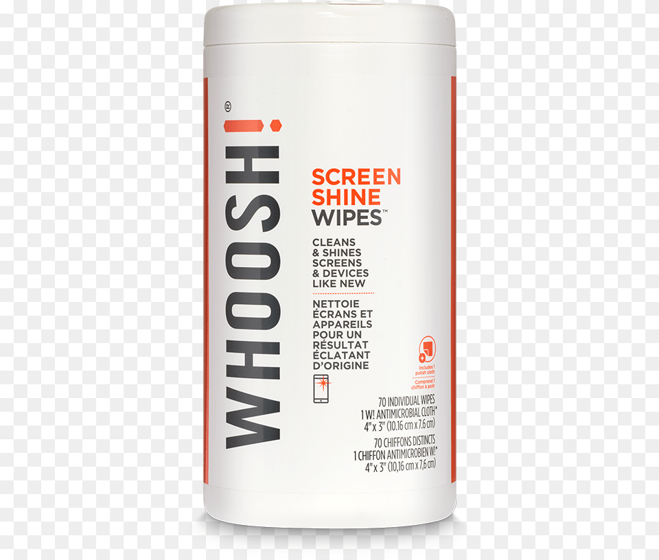 Whoosh Screen Shine Wipes Cylinder, Bottle, Can, Tin, Cosmetics Free Png Download