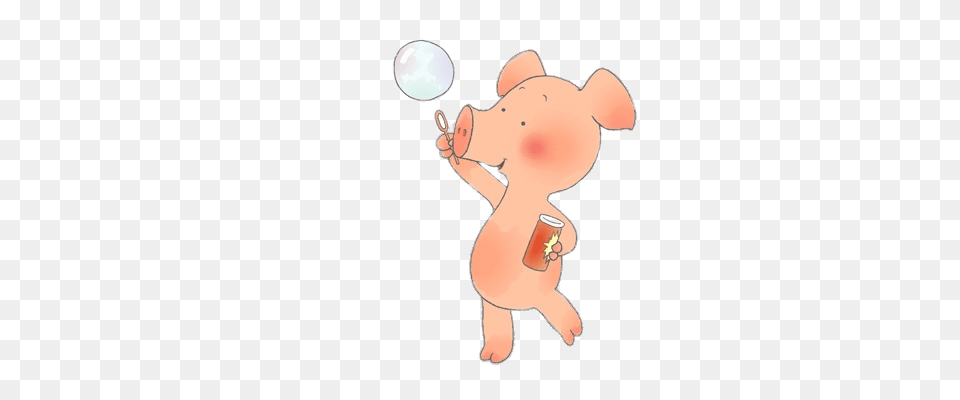 Wibbly Pig Blowing A Soap Bell, Animal, Mammal, Cartoon, Cupid Free Png Download