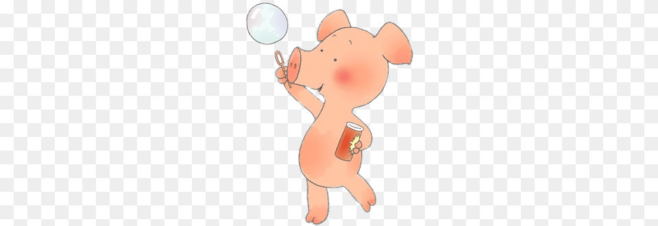 Wibbly Pig Blowing A Soap Bell Wibbly Pig Png Image