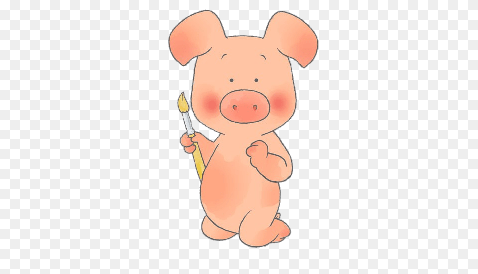 Wibbly Pig Holding A Paint Brush, Baby, Person Png Image