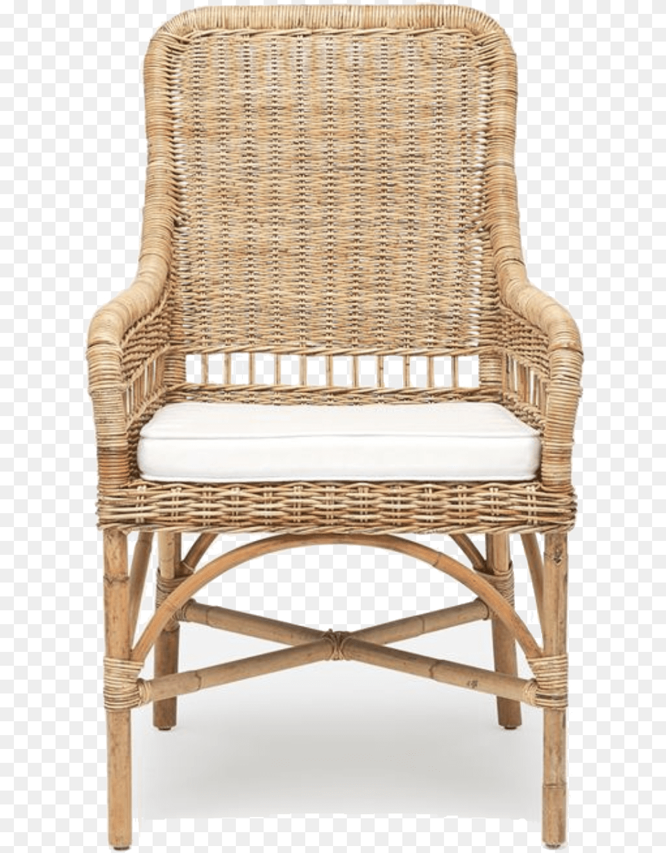 Wicker Arm Chair With Cushion Front View Chair, Furniture, Crib, Infant Bed, Armchair Free Png