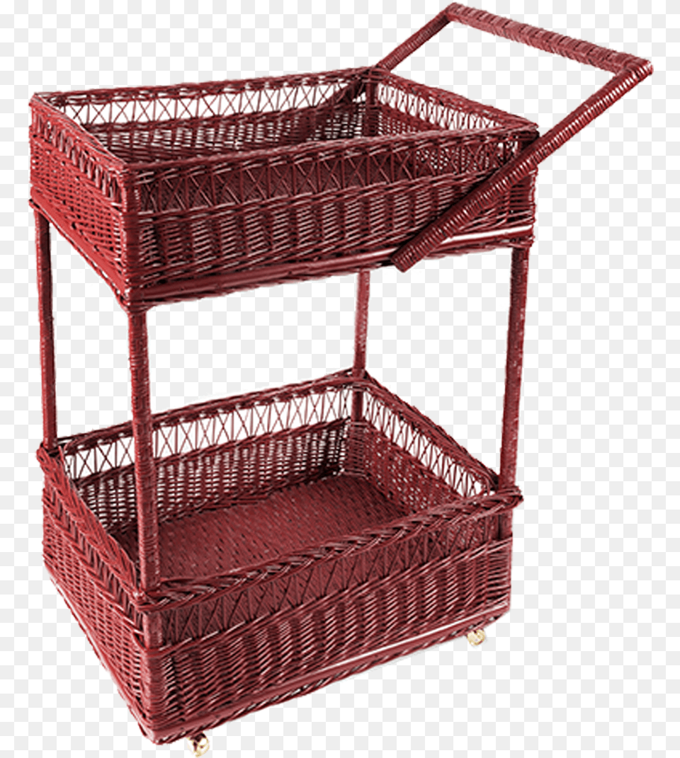 Wicker Bar Cart Storage Basket, Furniture, Crib, Infant Bed, Bed Png