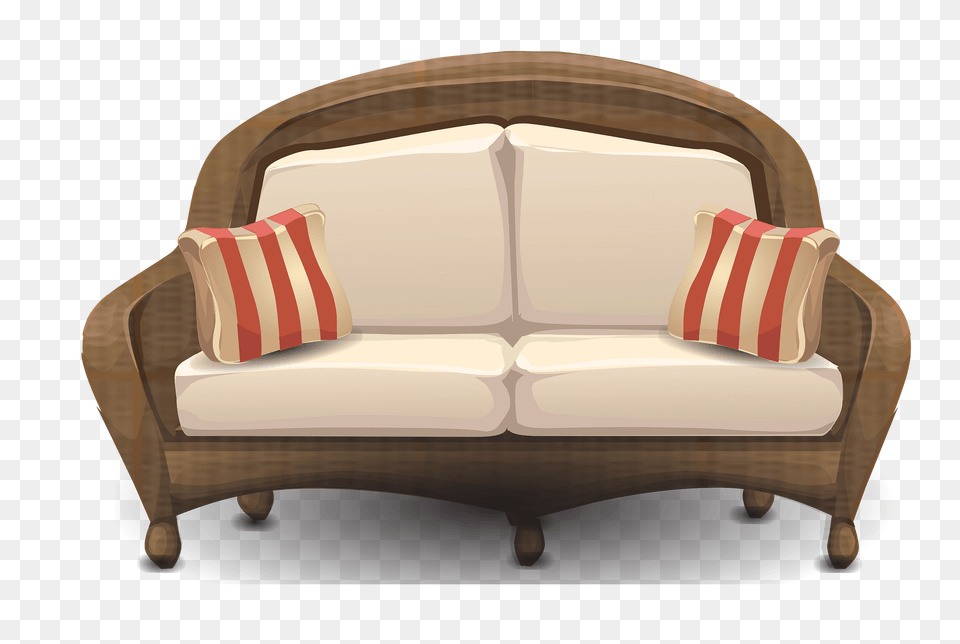 Wicker Striped Cushions Sofa Clipart, Couch, Cushion, Furniture, Home Decor Png Image