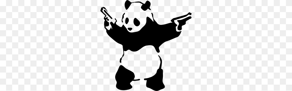 Wide Banksy Gangster Panda Decal Sticker Vinyl Street Art, Gray Free Transparent Png