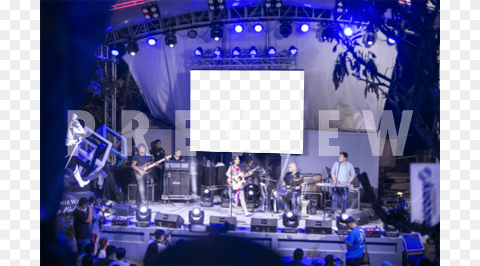Wide Billboard Hanging On Top Of The Stage During A Stage, Lighting, Crowd, Concert, Person Png Image