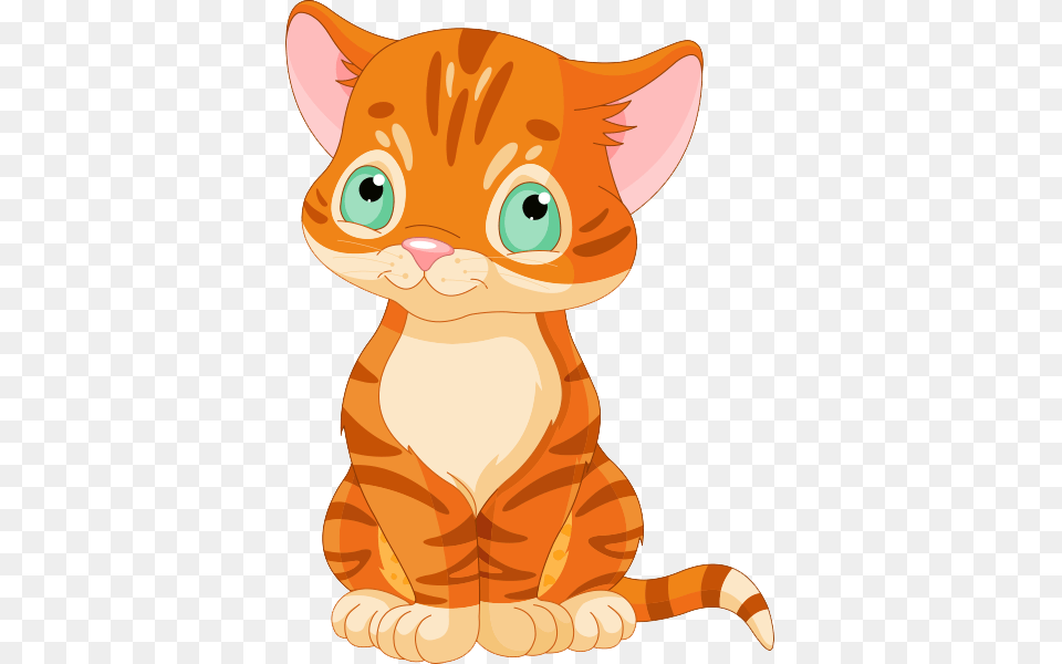 Wide Eyes Orange Cat Cartoon, Animal, Mammal, Pet, Kitten Free Transparent Png