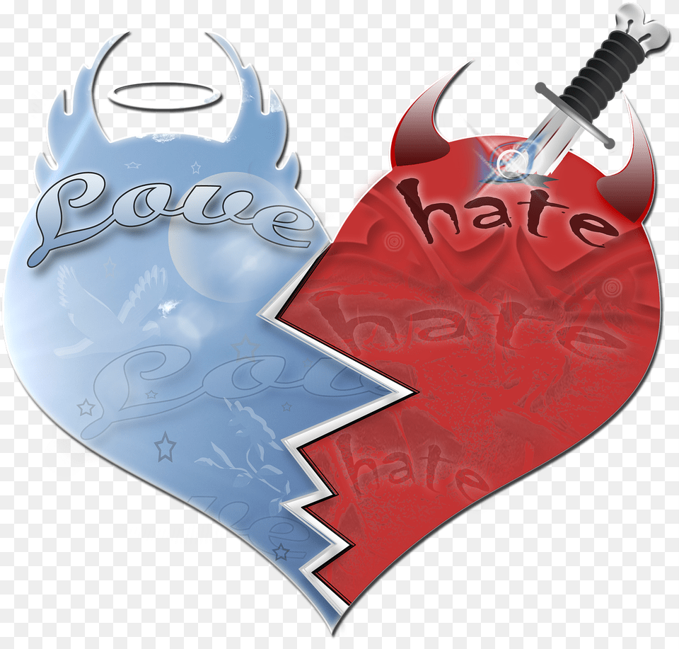 Width 503height Love And Hate Heart, Sword, Weapon, Helmet, Blade Free Transparent Png