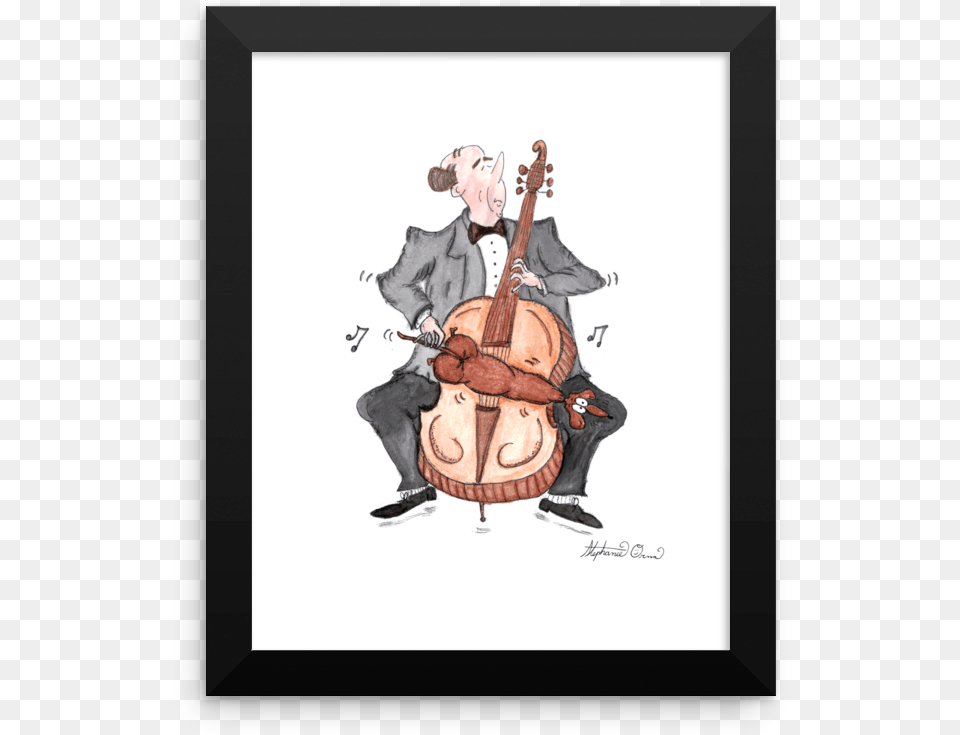 Wiener Dog Framed Art Dachshund, Cello, Musical Instrument, Adult, Male Png