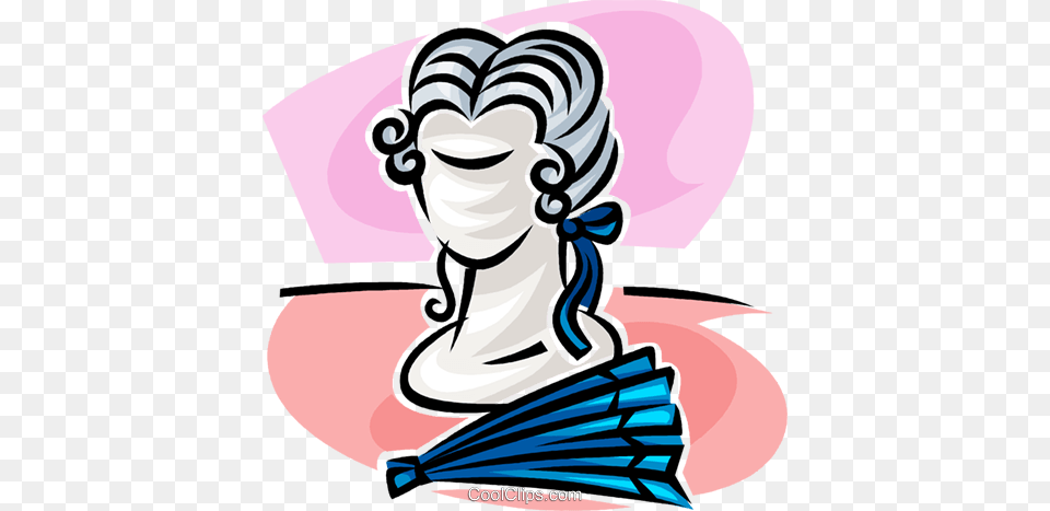 Wig And Hand Fan Royalty Free Vector Clip Art Illustration, Person, Head, Face, Cleaning Png Image