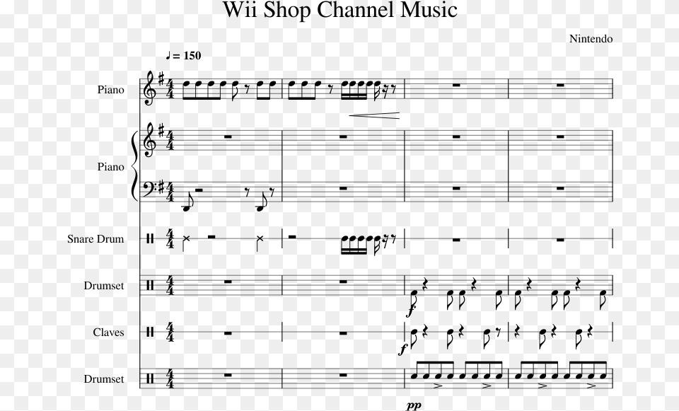 Wii Channel Sheet Music Sheet Music, Gray Png