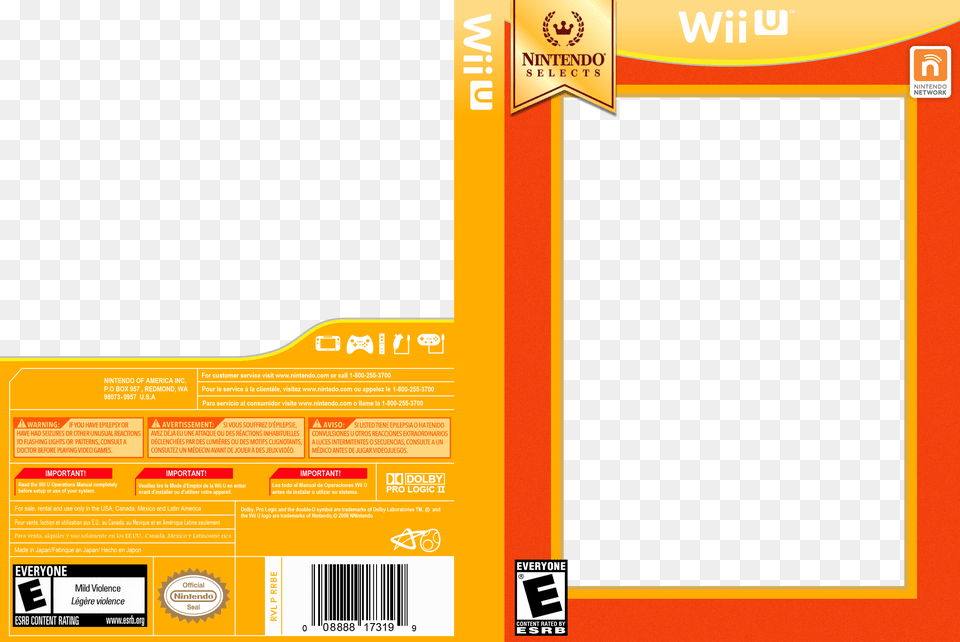 Wii U Cover Template Nintendo Selects Box Wii U, Advertisement, Poster, Computer Hardware, Electronics Png