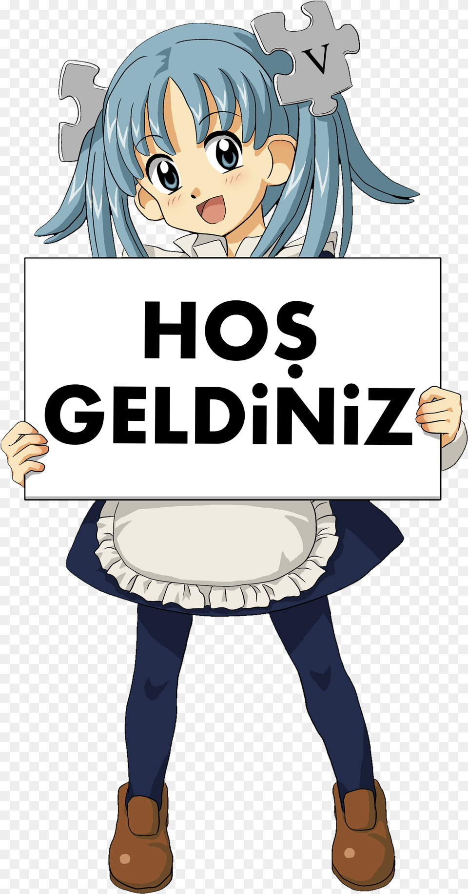 Wikipe Anime Girl Holding Sign, Book, Comics, Publication, Person Png Image