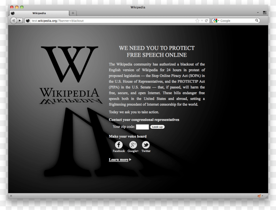 Wikipedia Sopa Protest Blackout 3 Wikipedia Blackout, File, Webpage, Computer Hardware, Electronics Free Png