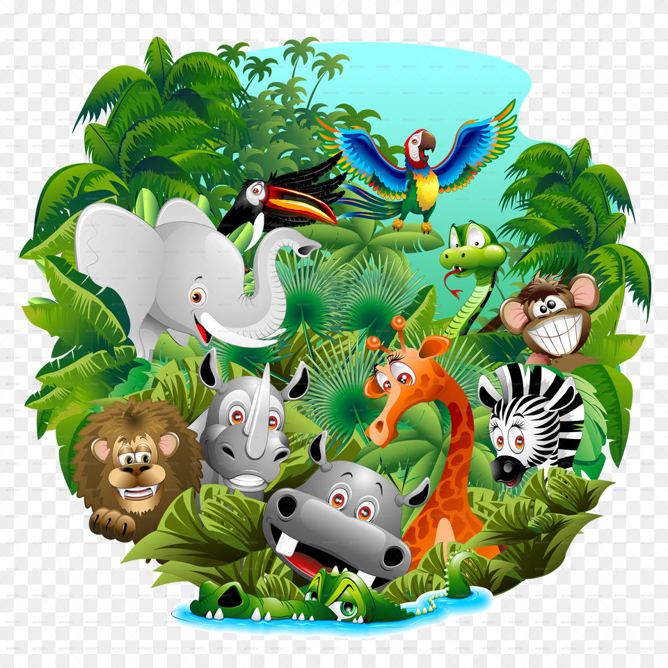 Wild Animals Cartoon Wild Animals Cartoon In Jungle Free Png Download