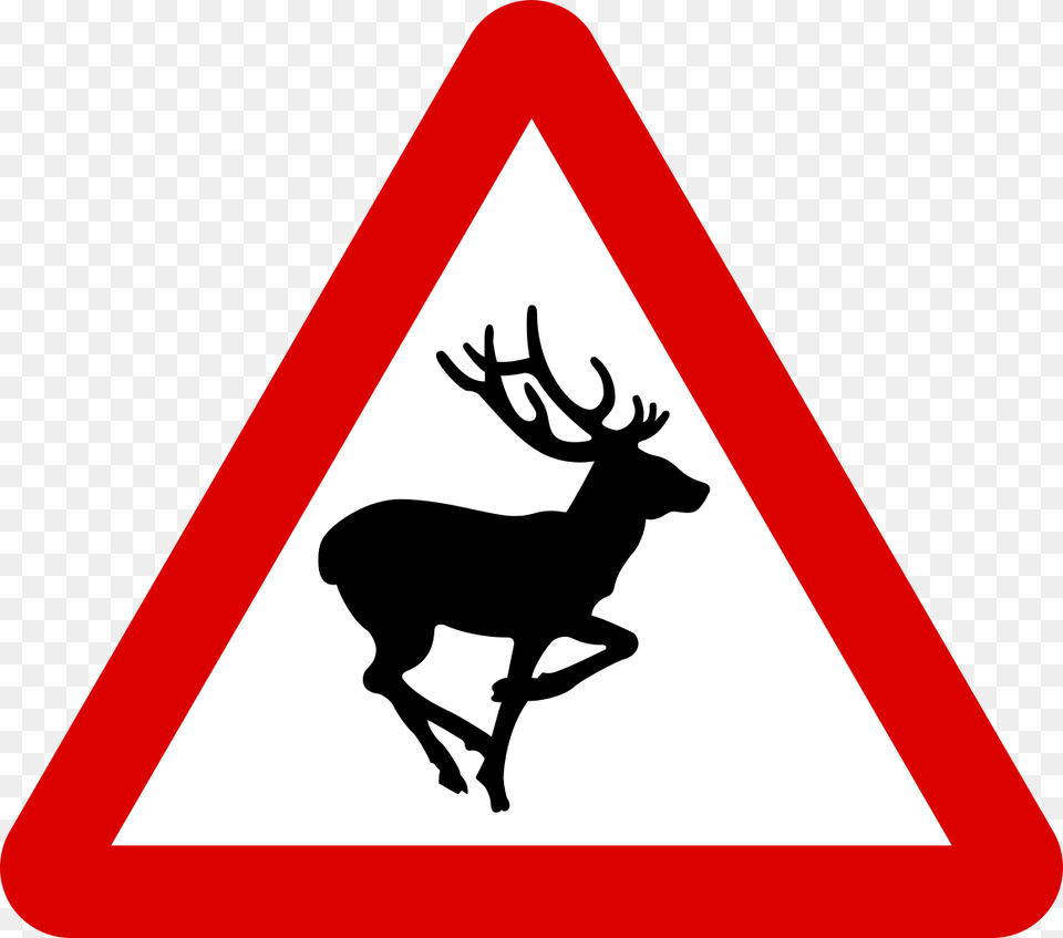 Wild Animals Road Sign, Symbol, Animal, Deer, Mammal Png