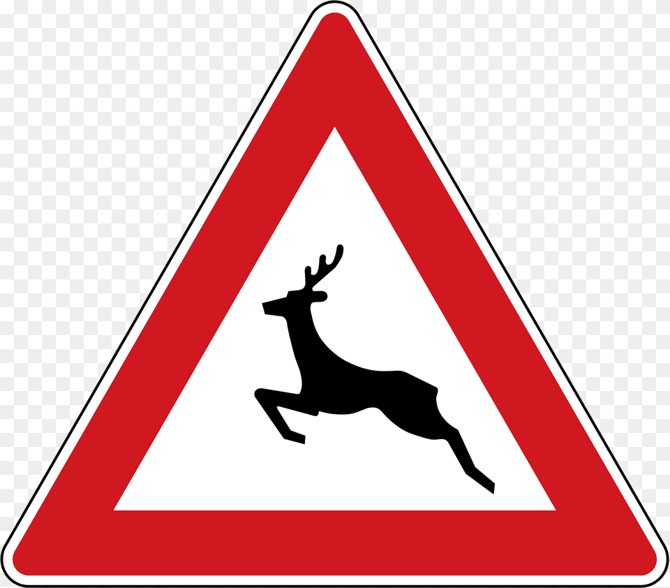 Wild Animals Sign In Czech Republic Clipart, Symbol, Road Sign, Animal, Deer Png