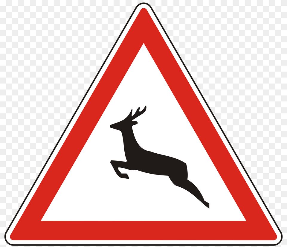 Wild Animals Sign In Hungary Clipart, Symbol, Road Sign, Animal, Deer Free Transparent Png