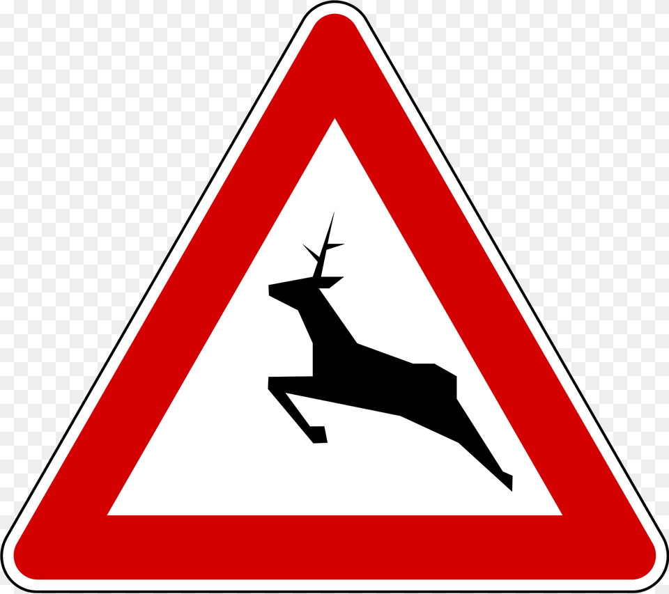 Wild Animals Sign In Slovenia Clipart, Symbol, Road Sign, Animal, Deer Free Transparent Png