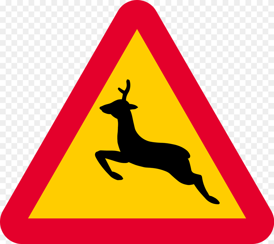 Wild Animals Sign In Sweden Clipart, Symbol, Road Sign, Animal, Deer Png