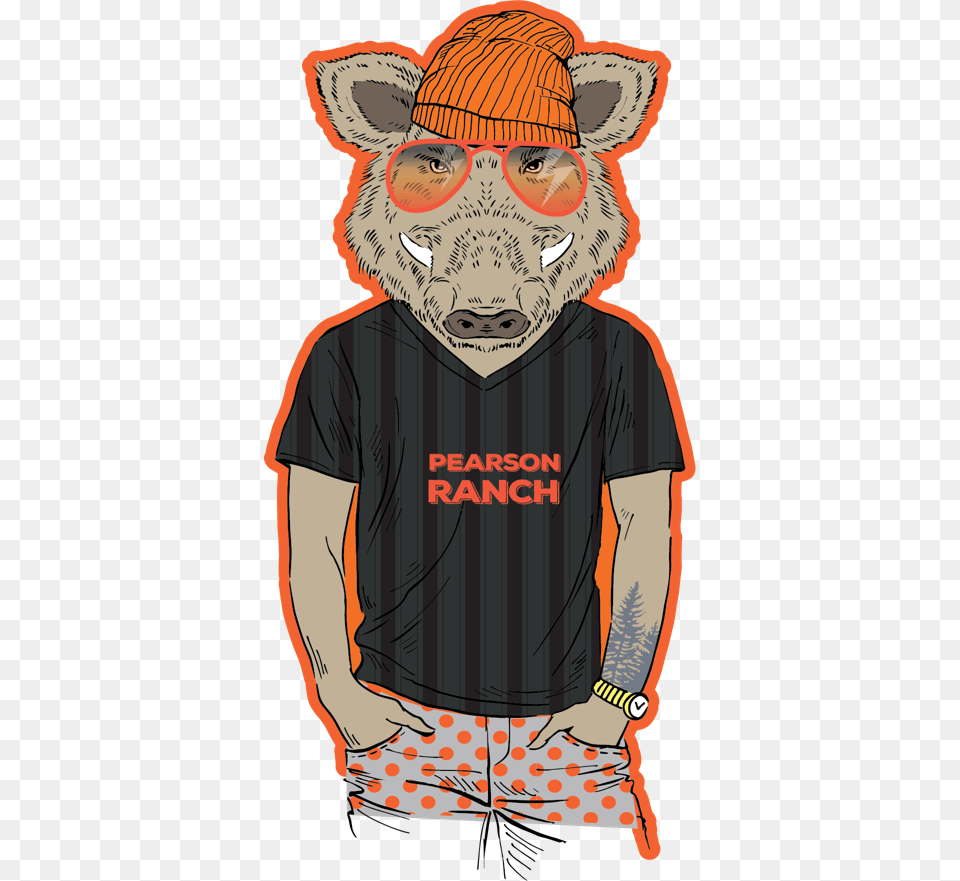 Wild Boar, T-shirt, Clothing, Person, Man Free Png
