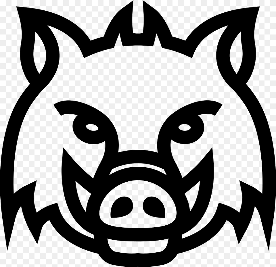 Wild Boar Head Frontal Outline Comments Boars Head Drawing, Stencil, Animal, Kangaroo, Mammal Png