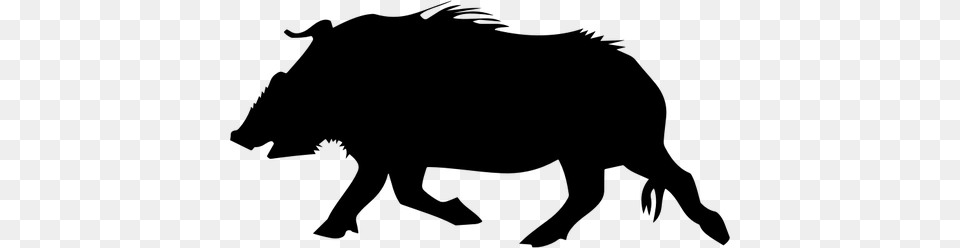 Wild Boar Silhouette, Gray Png Image