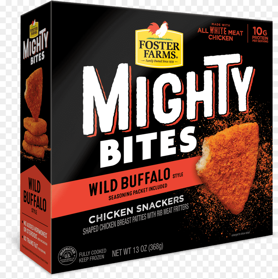 Wild Buffalo Mighty Bites Vegetarian Food, Advertisement, Poster, Powder, Bread Png Image
